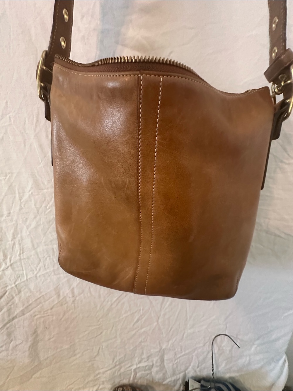 Coach Tan Leather Shoulder Bucket Bag